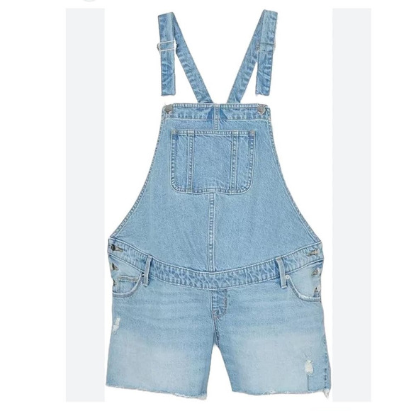 Isabel Maternity  Ingrid & Isabel Shotalls Jean Shorts and Bib Overalls Womens 8 - Picture 1 of 13